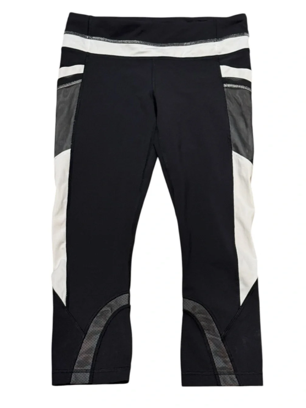 Women's Black & White Performance Cropped Leggings